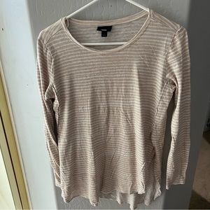 Mossimo Weathered Stripe Long Sleeve Split Hem Top, Size S